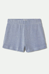 Women's The Weekend Cross Loop French Terry Lounge Short in Off White/Electric Indigo