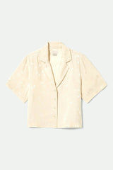 Women's Silky S/S Jacquard Button Down in Whitecap Floral Jacquard