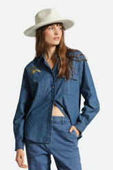 Women's Bowery Boyfriend L/S Overshirt in Indigo Rinse