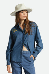 Women's Bowery Boyfriend L/S Overshirt in Indigo Rinse