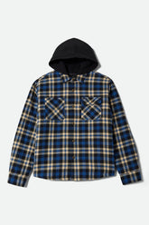 Men's Bowery Quilited Hooded Flannel in Navy/Cream