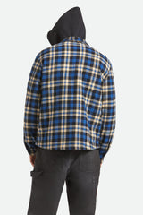 Men's Bowery Quilited Hooded Flannel in Navy/Cream