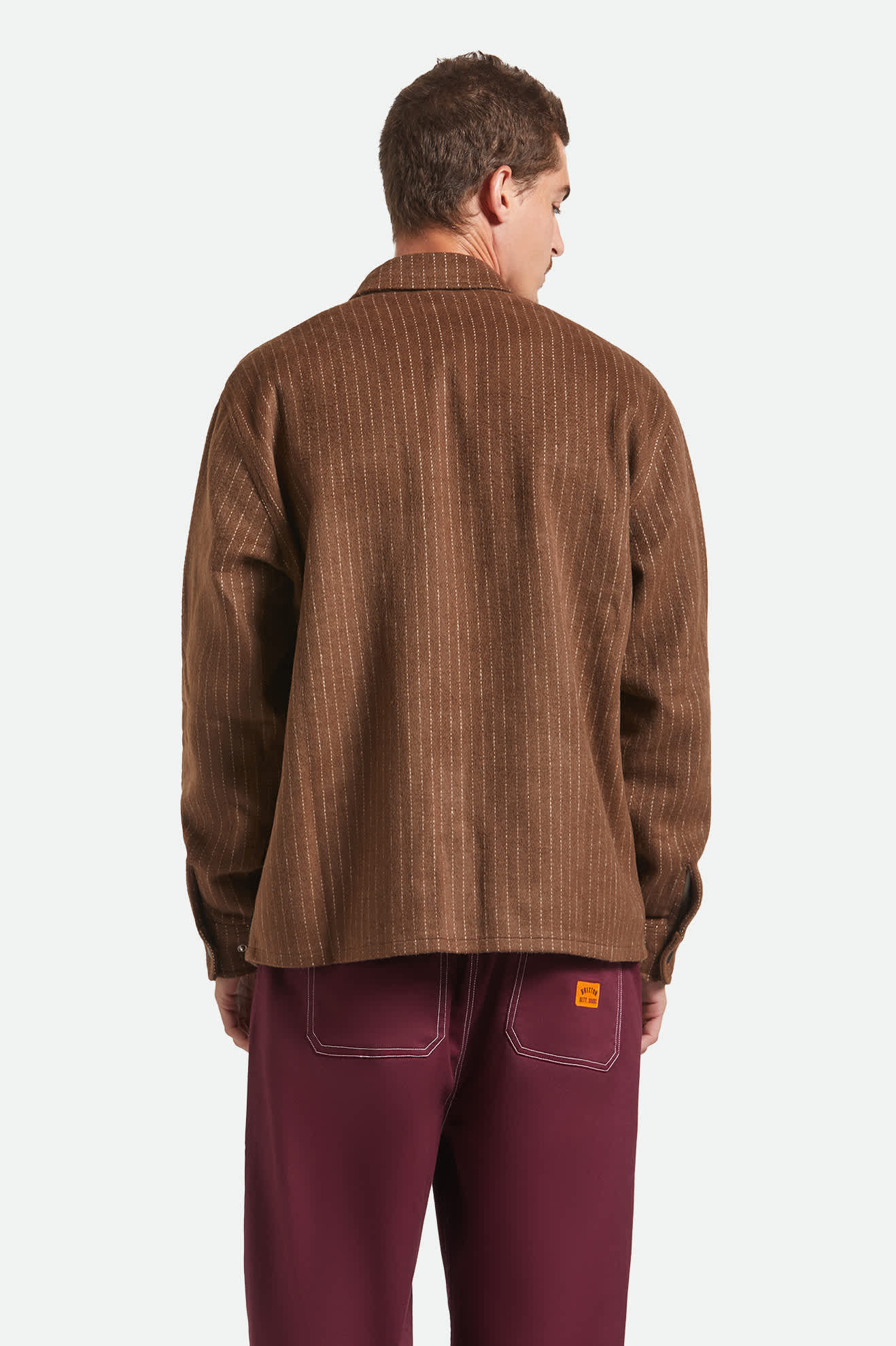 Men's Selden Soft Brushed Flannel in Pinecone Brown Pinestripe