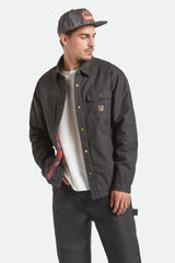 Men's Builders Stretch Flannel Lined Jacket in Washed Black/Red