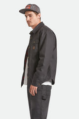 Men's Builders Stretch Flannel Lined Jacket in Washed Black/Red