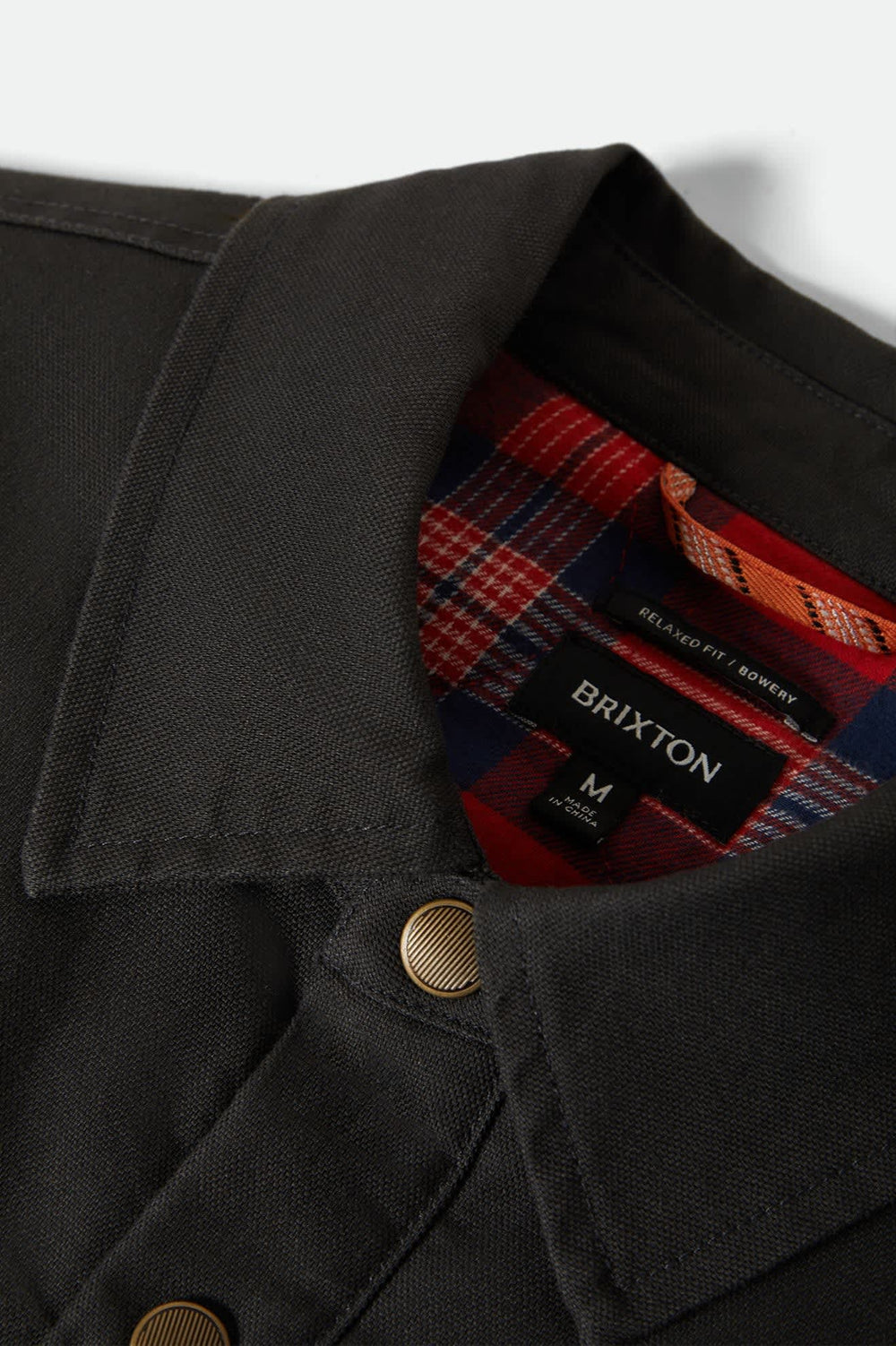 Men's Builders Stretch Flannel Lined Jacket in Washed Black/Red