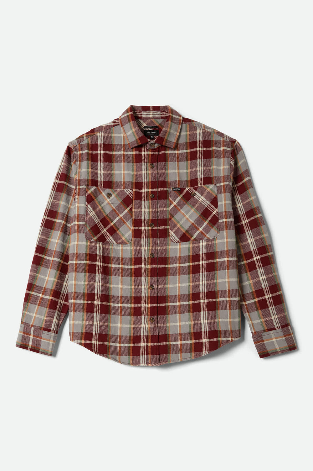 Men's Vintage Wash Flannel in Maroon Red/Beige/Green