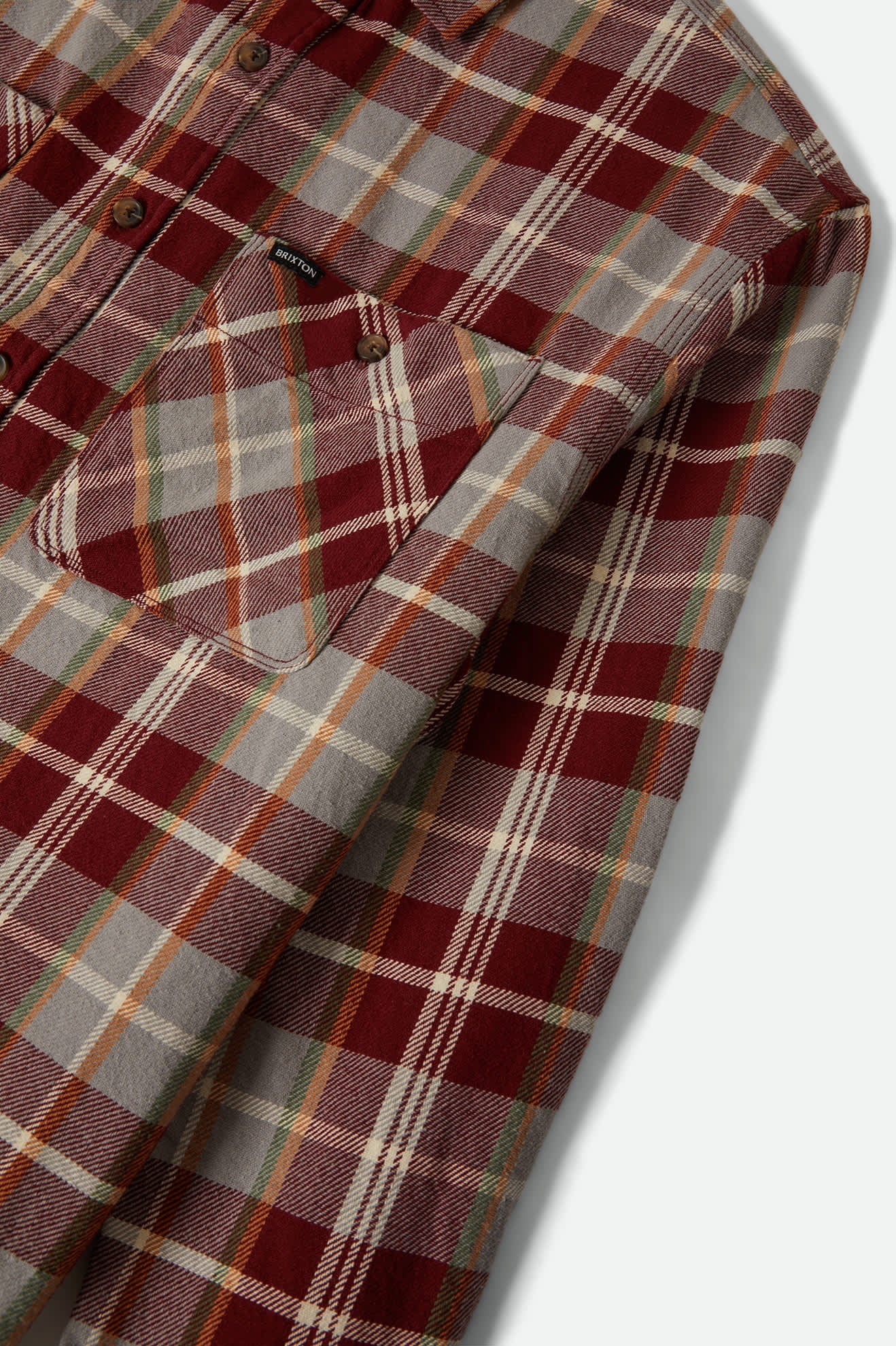 Men's Vintage Wash Flannel in Maroon Red/Beige/Green