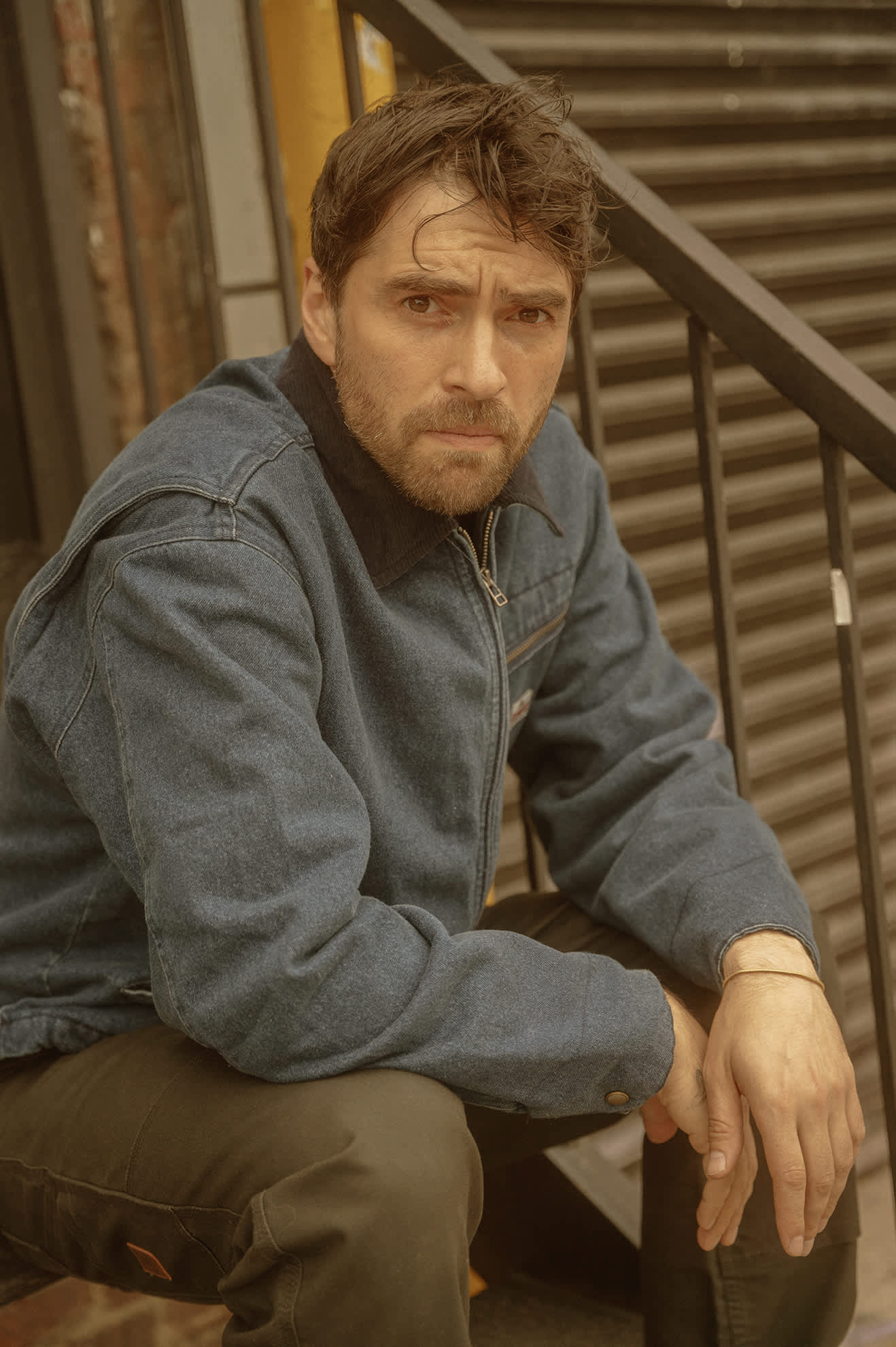 Men's Altered Threads Lined Garage Jacket in Medium Wash Denim