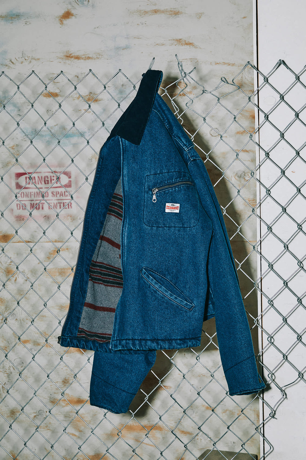 Men's Altered Threads Lined Garage Jacket in Medium Wash Denim