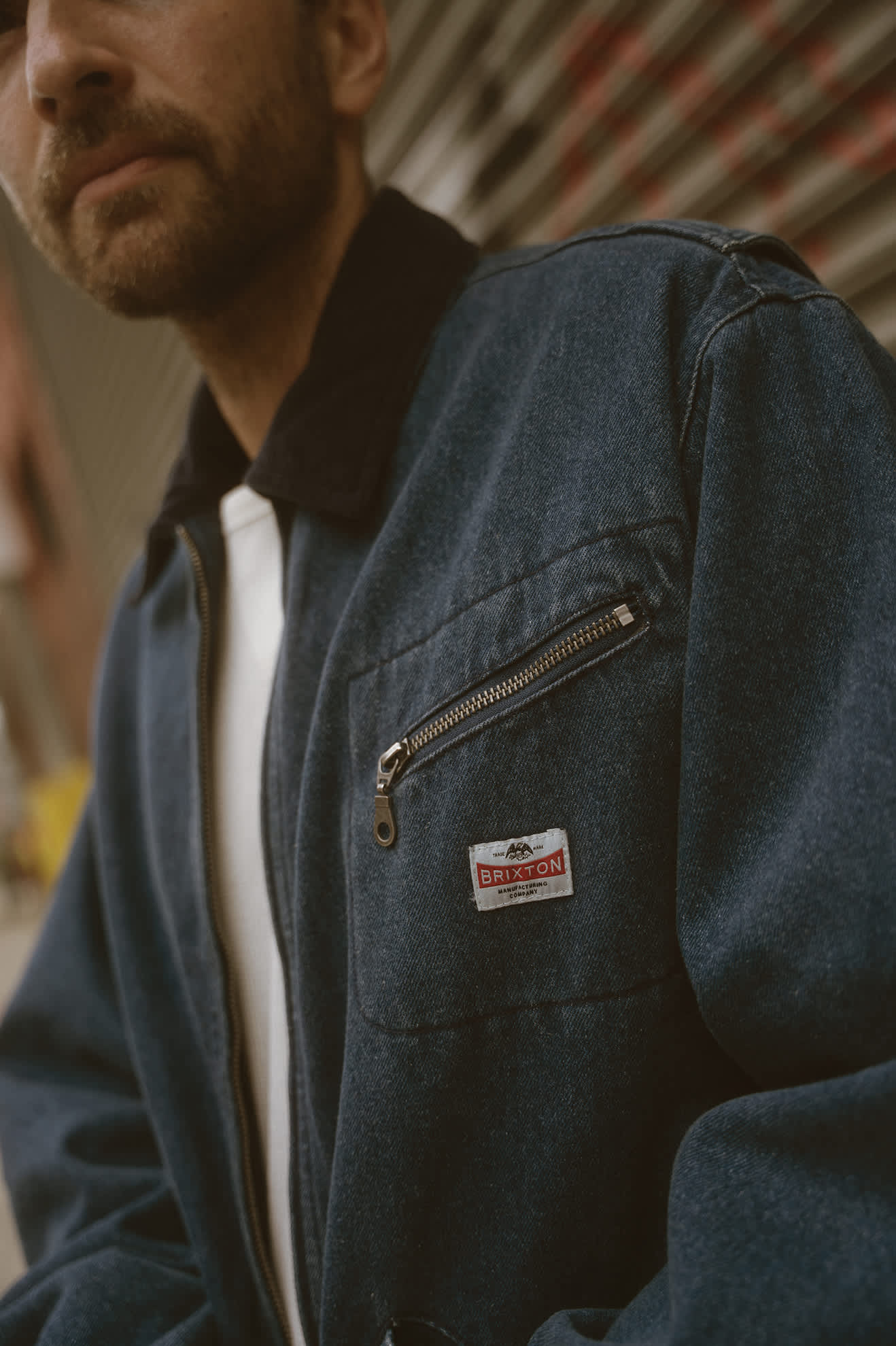 Men's Altered Threads Lined Garage Jacket in Medium Wash Denim