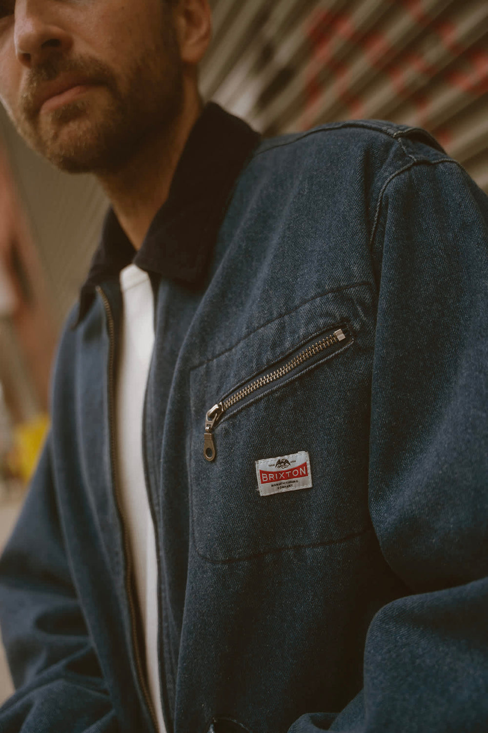 Men's Altered Threads Lined Garage Jacket in Medium Wash Denim