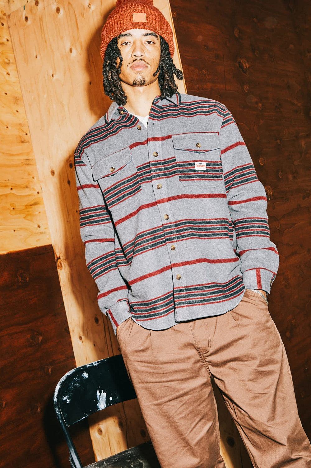 Men's Altered Threads Overshirt in Multi Blanket Stripe