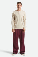 Men's Vintage Ribbed Long Sleeve Henley in Beige