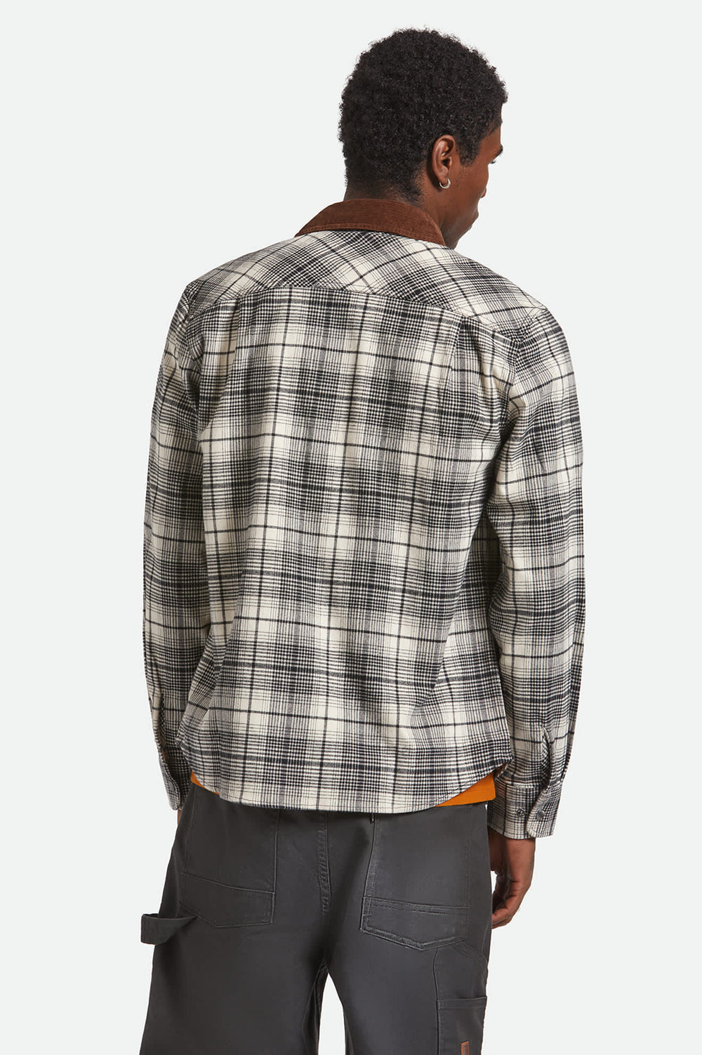 Men's Builders Bowery Performance Flannel in Off White/Black