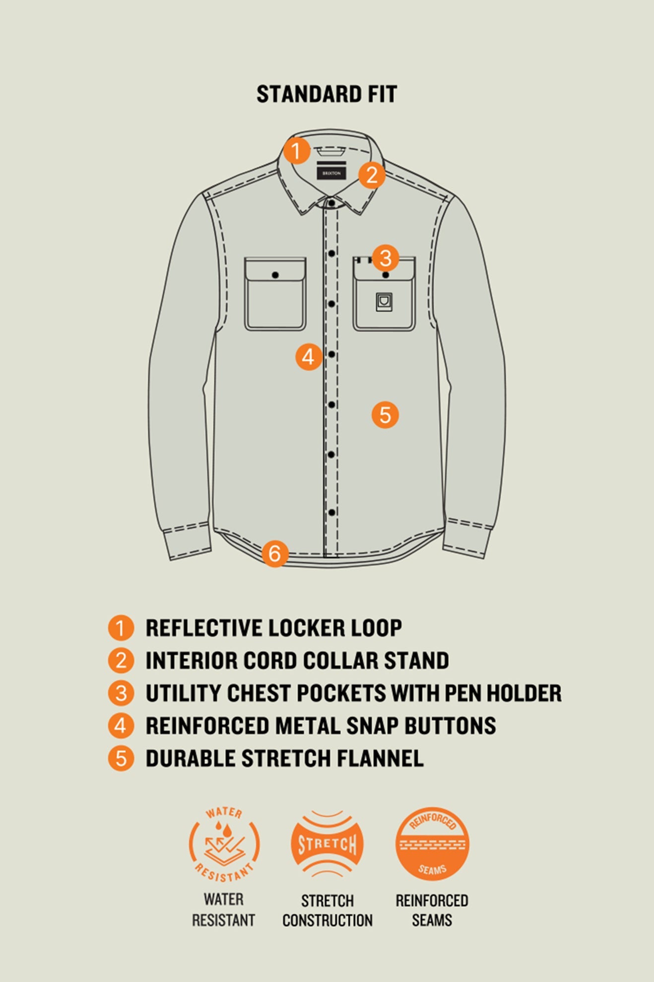 Men's Builders Bowery Performance Flannel in Off White/Black