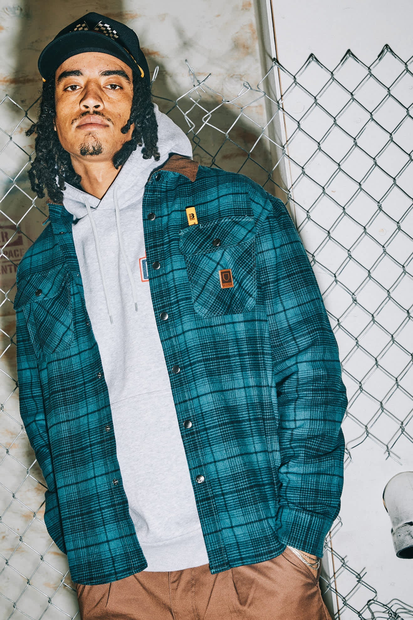 Men's Builders Bowery Performance Flannel in Night Sage/Black