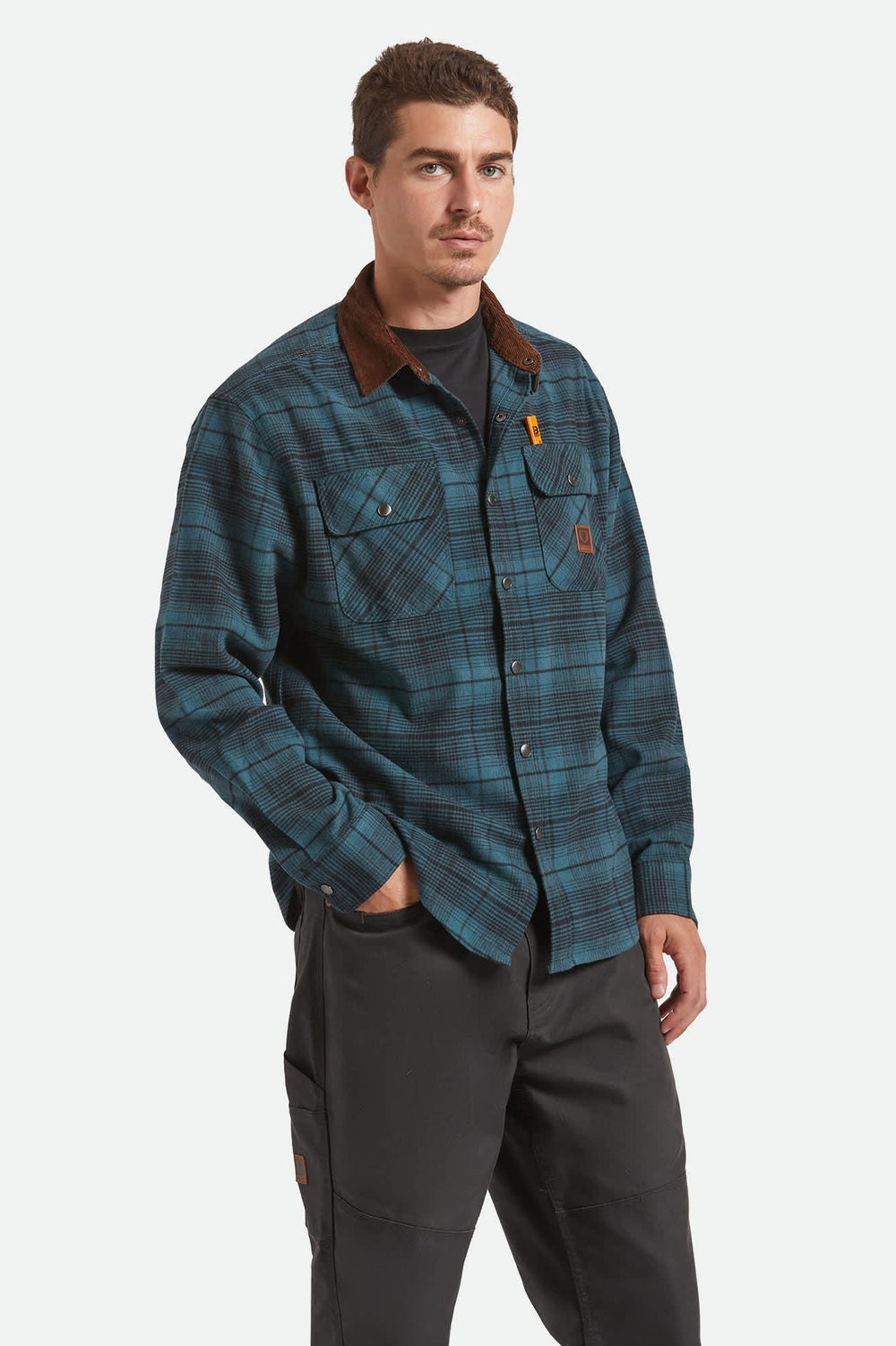 Men's Builders Bowery Performance Flannel in Night Sage/Black