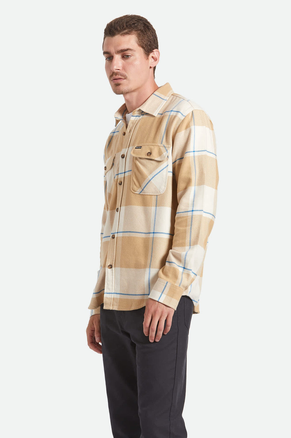 Men's Bowery Flannel in Whitecap/Sand/Cyber Blue