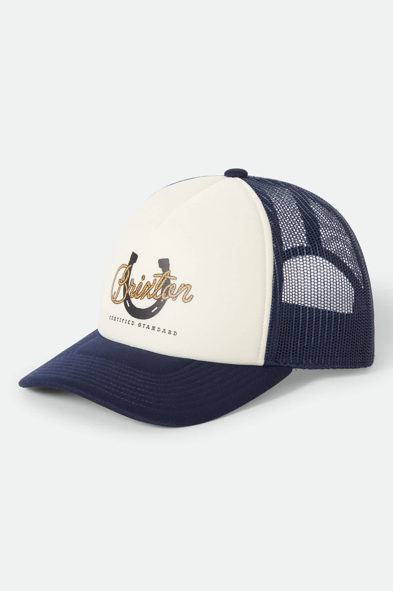 Unisex Horseshoe Trucker Hat in Washed Navy