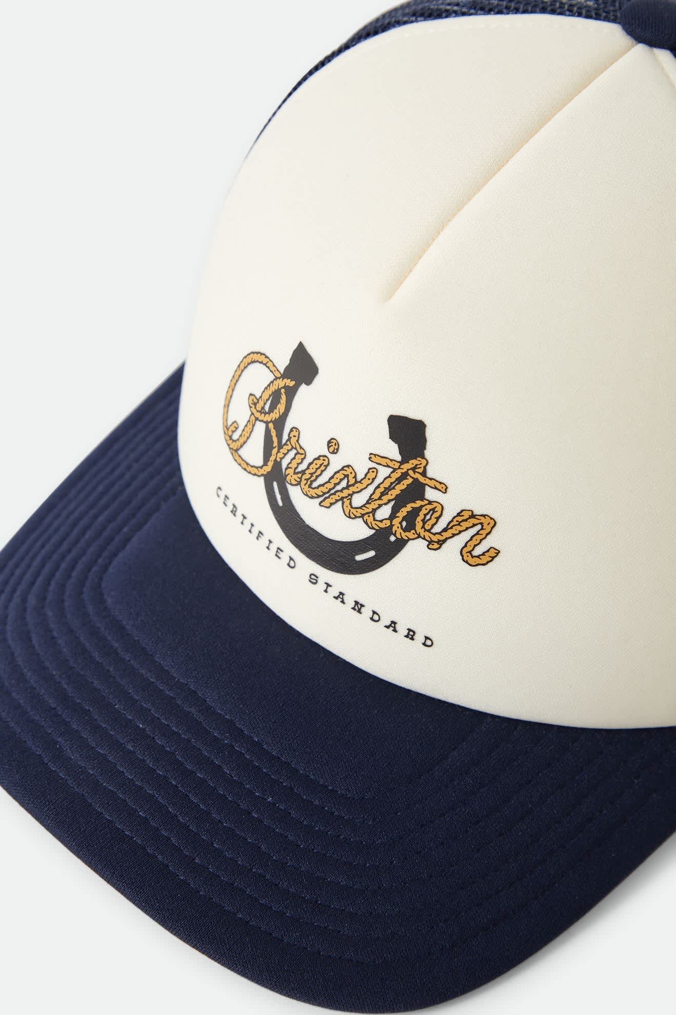Unisex Horseshoe Trucker Hat in Washed Navy