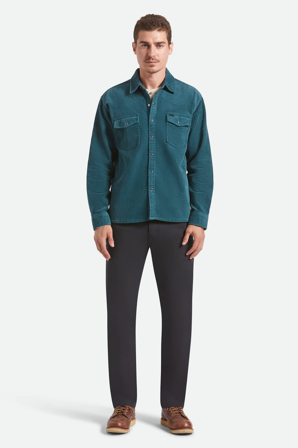 Men's New West Relaxed Overshirt in Night Sage Corduroy