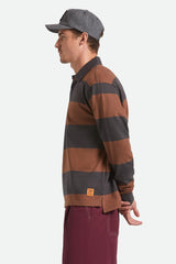 Men's Union Heavyweight Rugby Polo in Washed Black/Pinecown Brown