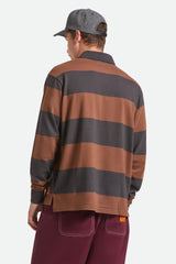 Men's Union Heavyweight Rugby Polo in Washed Black/Pinecown Brown