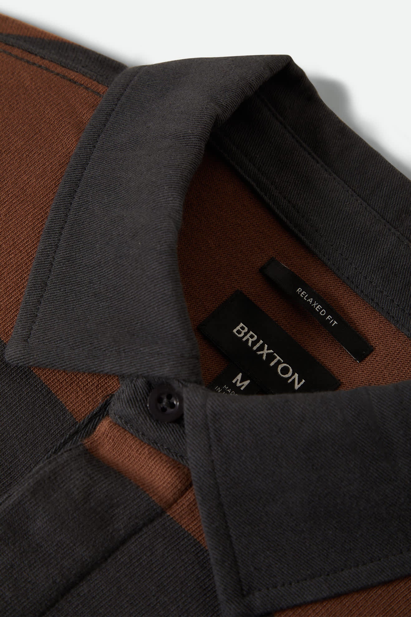 Men's Union Heavyweight Rugby Polo in Washed Black/Pinecown Brown