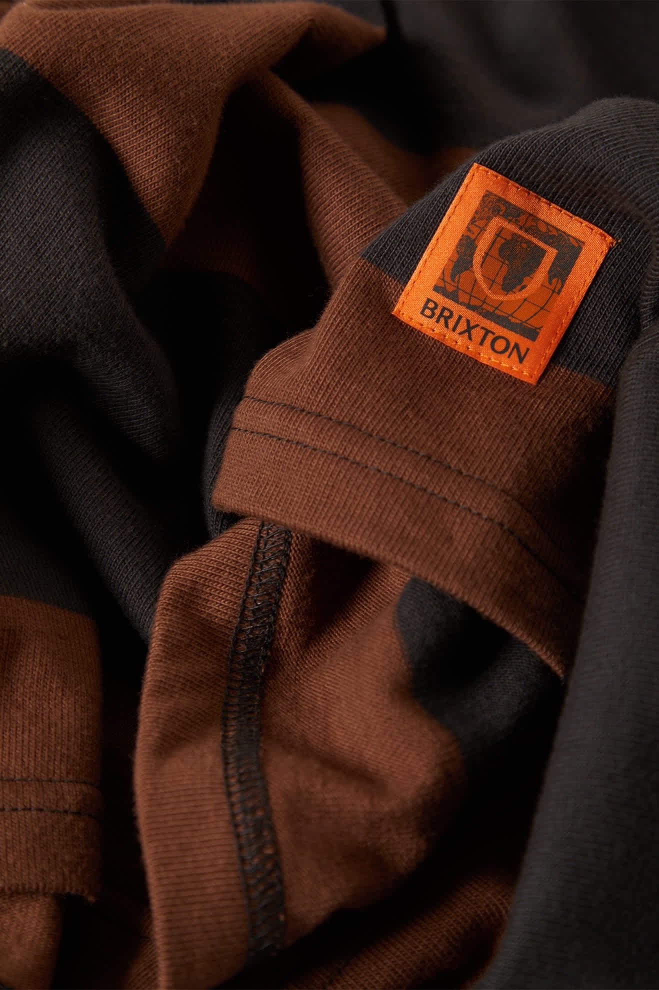 Men's Union Heavyweight Rugby Polo in Washed Black/Pinecown Brown