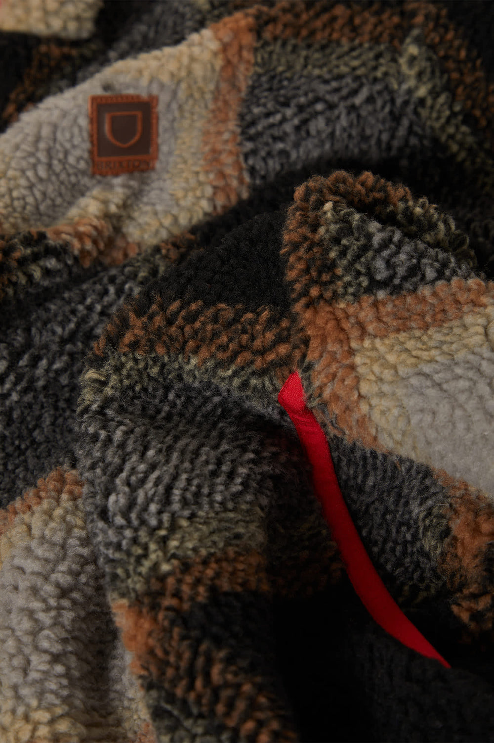 Men's Buffalo Plaid Sherpa Full Zip in Black/Cream