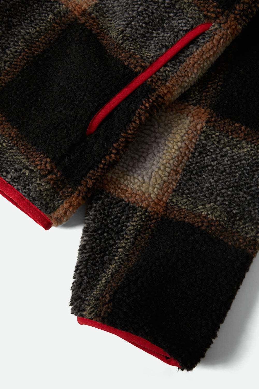 Men's Buffalo Plaid Sherpa Full Zip in Black/Cream