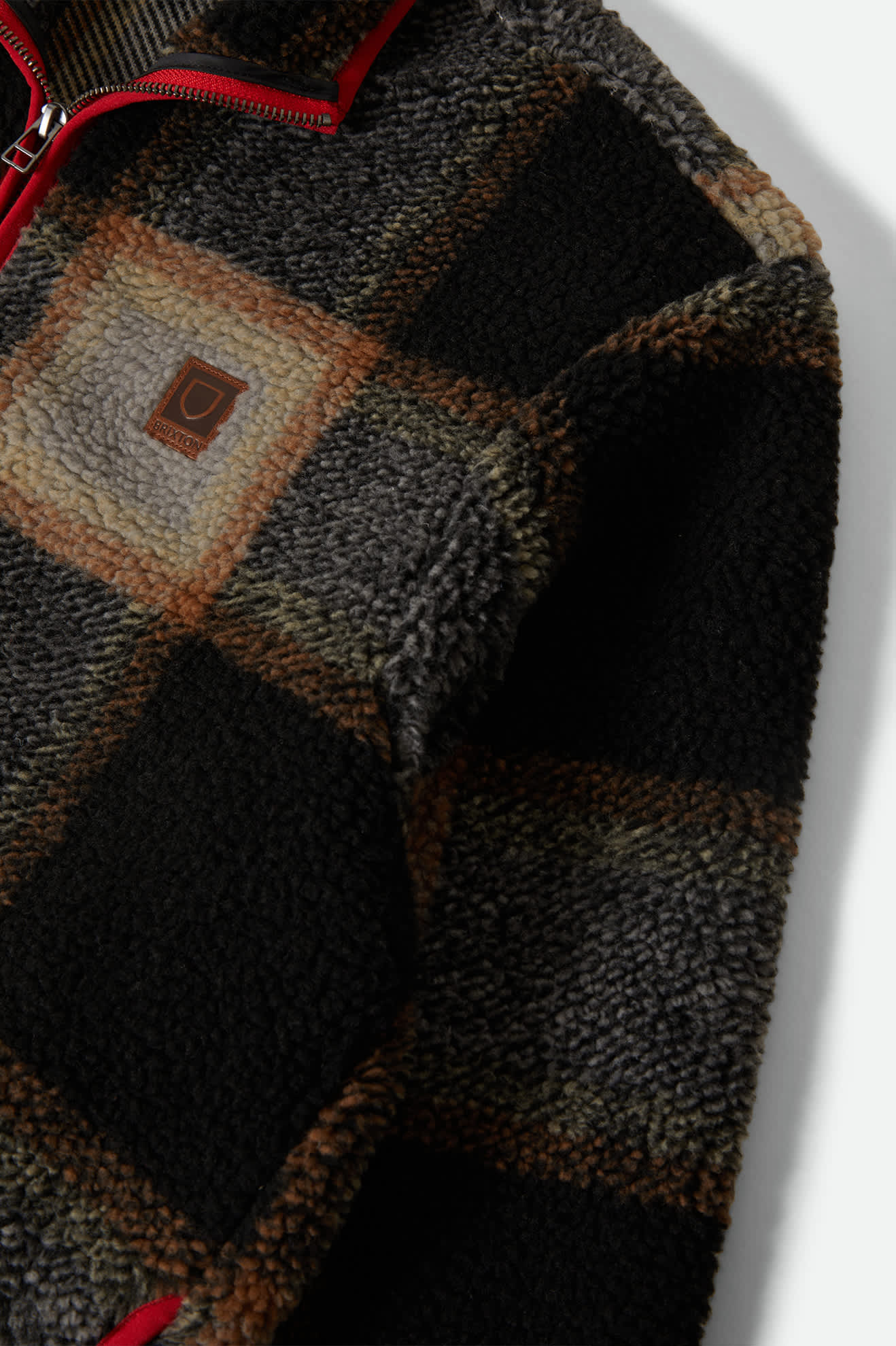 Men's Buffalo Plaid Sherpa Full Zip in Black/Cream