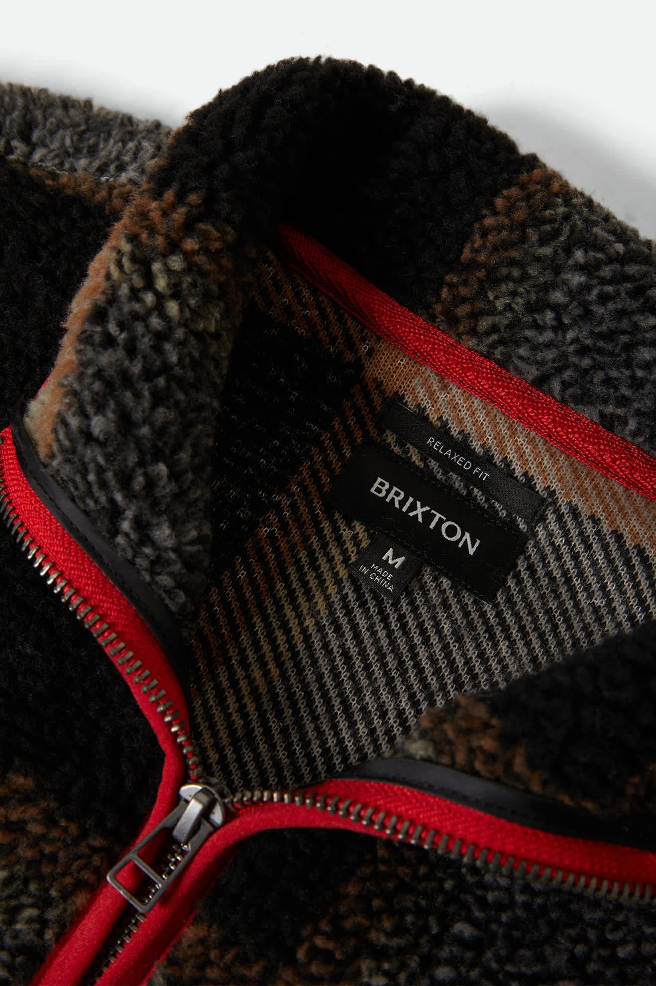 Men's Buffalo Plaid Sherpa Full Zip in Black/Cream