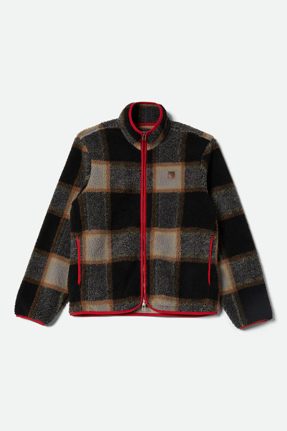 Men's Buffalo Plaid Sherpa Full Zip in Black/Cream