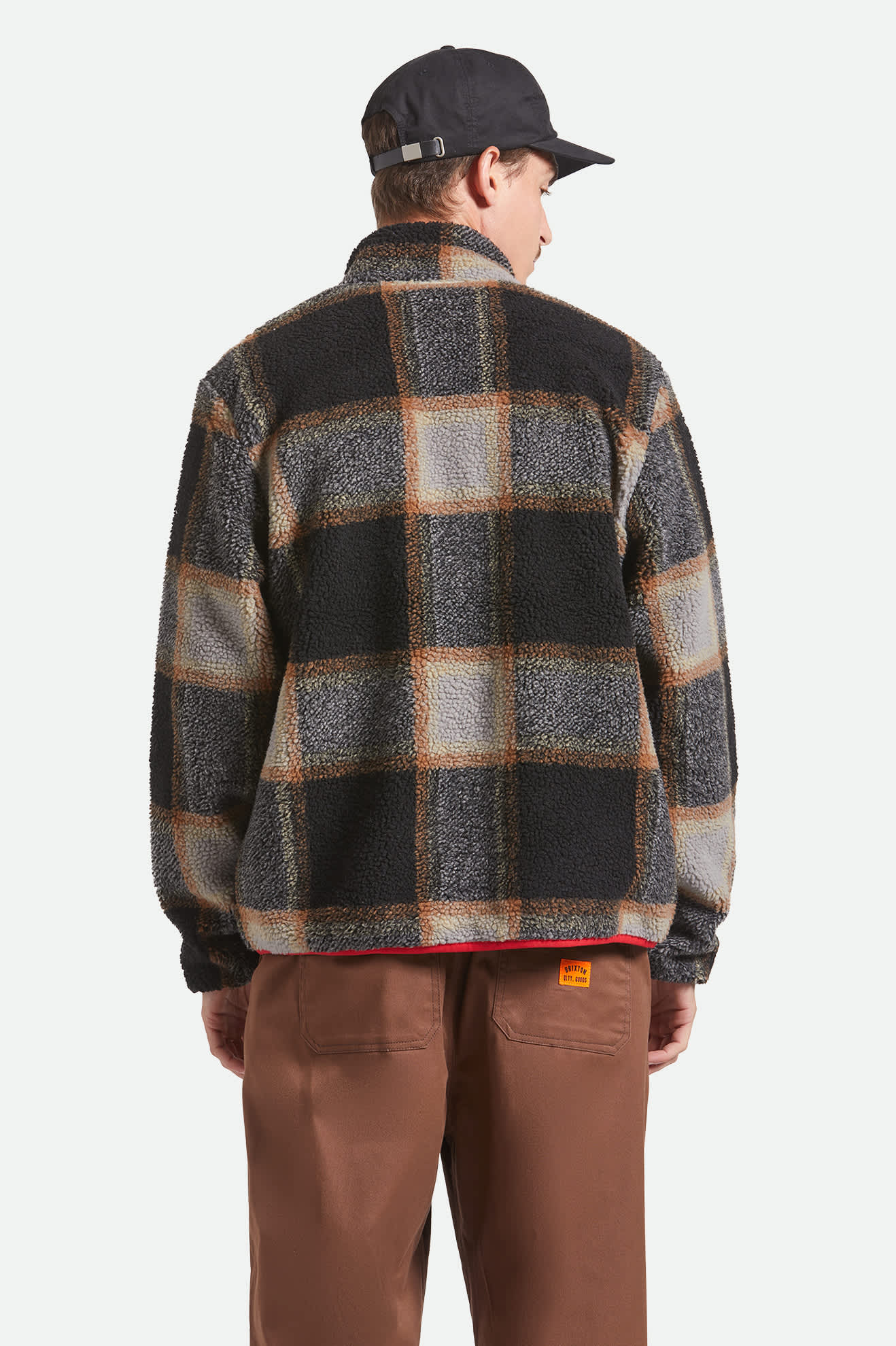 Men's Buffalo Plaid Sherpa Full Zip in Black/Cream