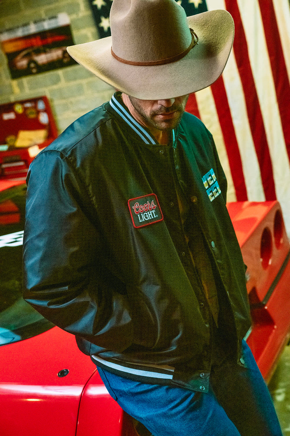 Men's Coors Light Silver Speed Shop Jacket in Black/Silver