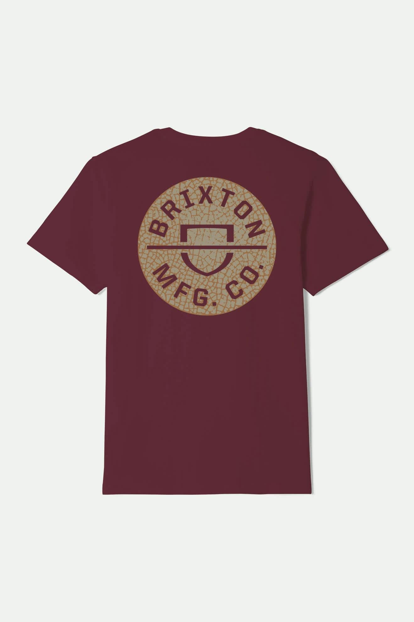 Men's Crest II Short Sleeve Standard T-Shirt in Burgandy/Tobacco/Sand