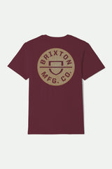Men's Crest II Short Sleeve Standard T-Shirt in Burgandy/Tobacco/Sand