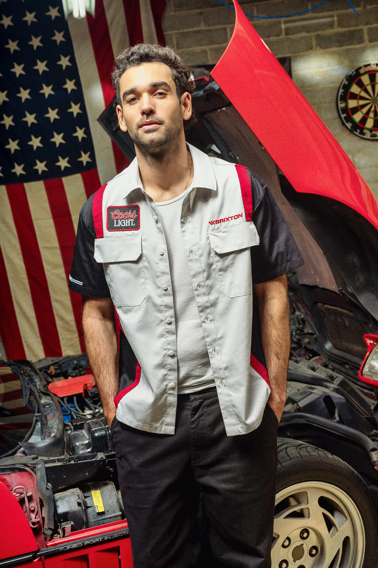 Men's Coors Light Shake Down Short Sleeve Shirt in Silver/Black