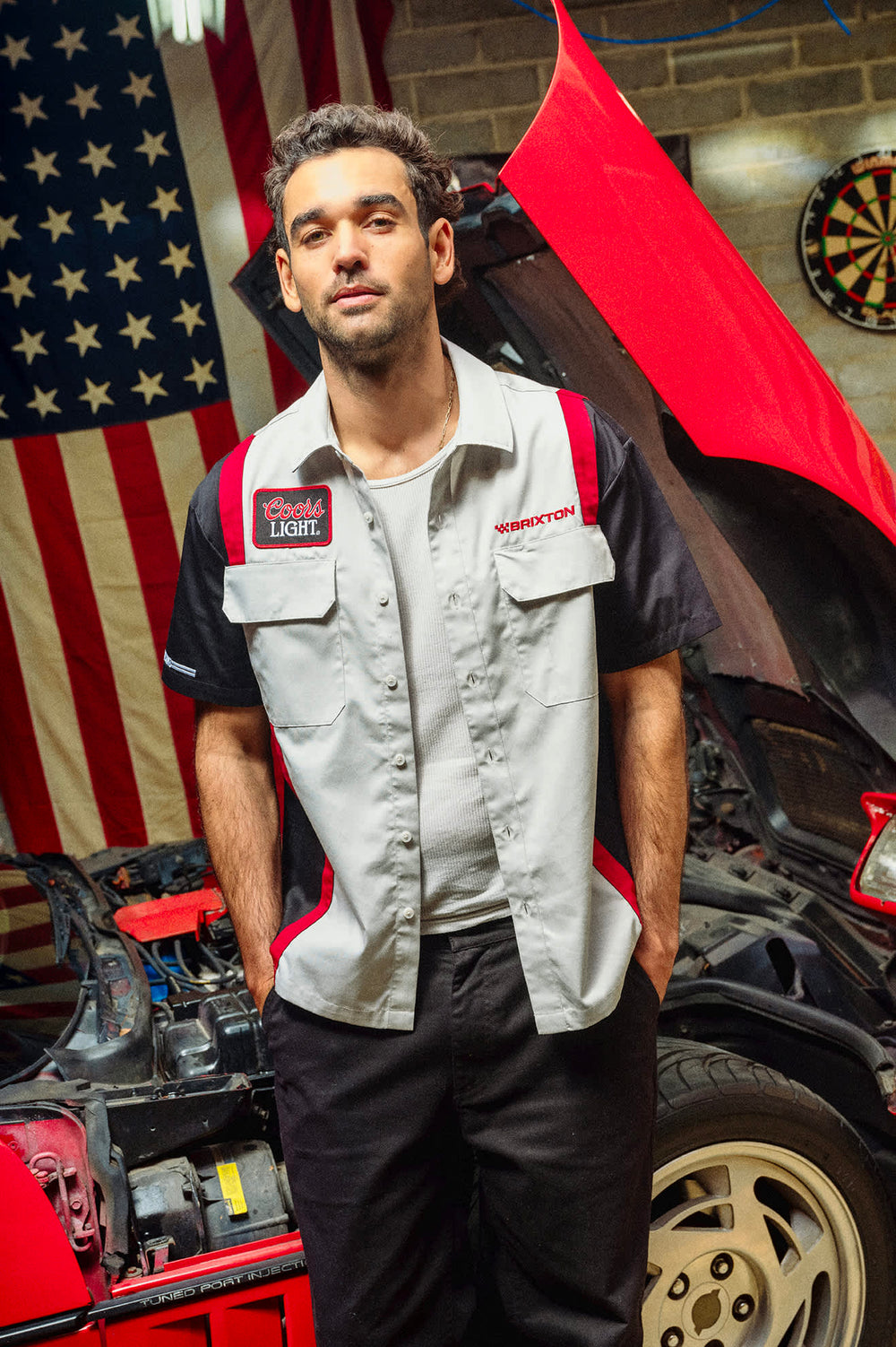 Men's Coors Light Shake Down Short Sleeve Shirt in Silver/Black