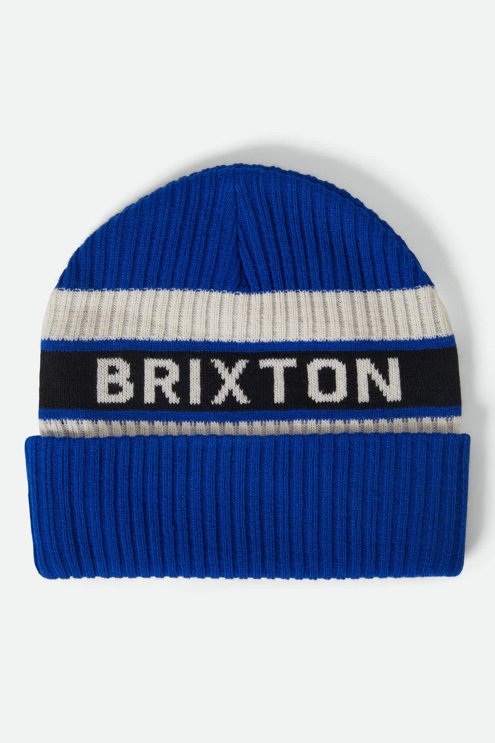 Men's Rainier Striped Beanie in Royal/White/Black