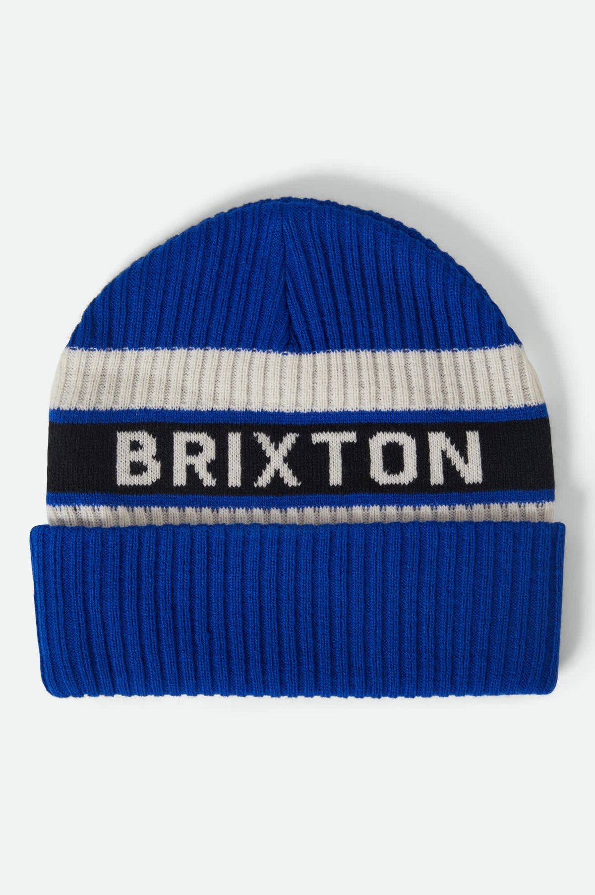 Men's Rainier Striped Beanie in Royal/White/Black