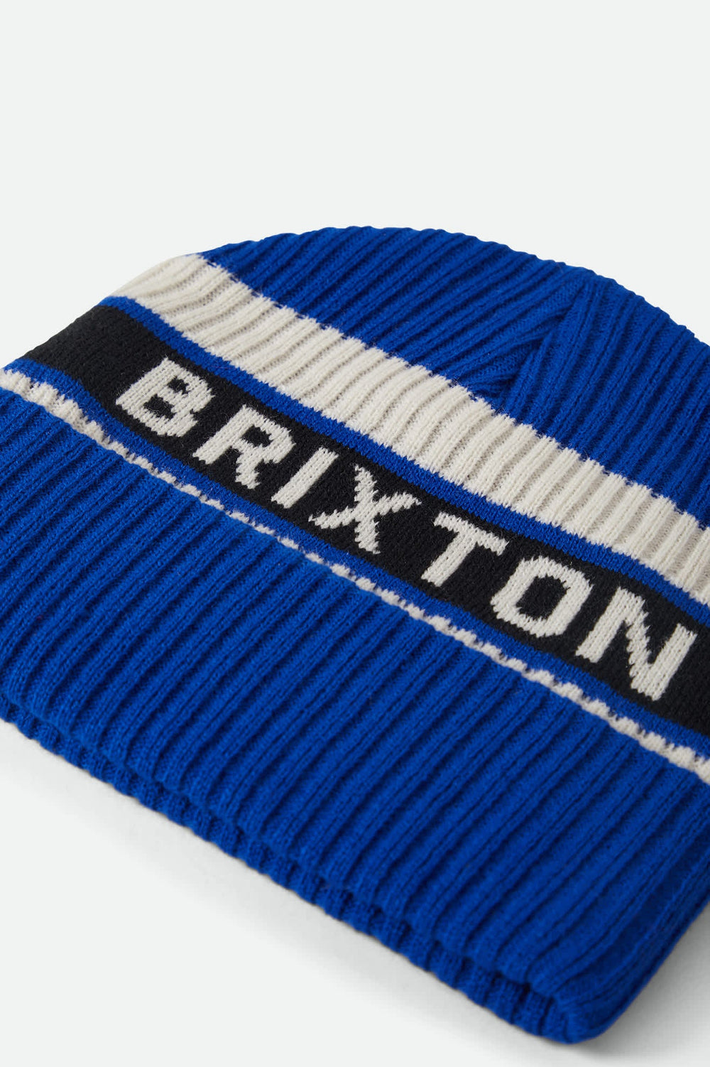 Men's Rainier Striped Beanie in Royal/White/Black