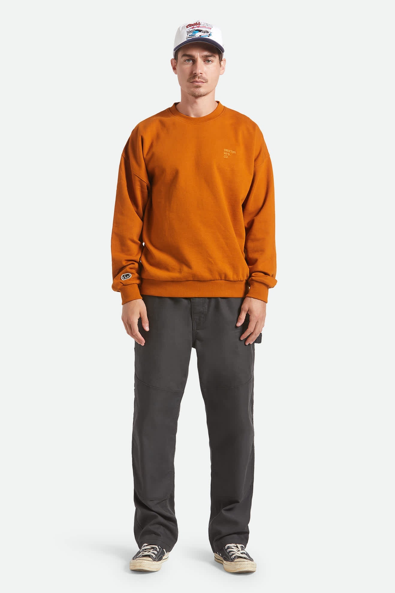 Men's Embroidered Heavyweight Crew in Rustic Caramel