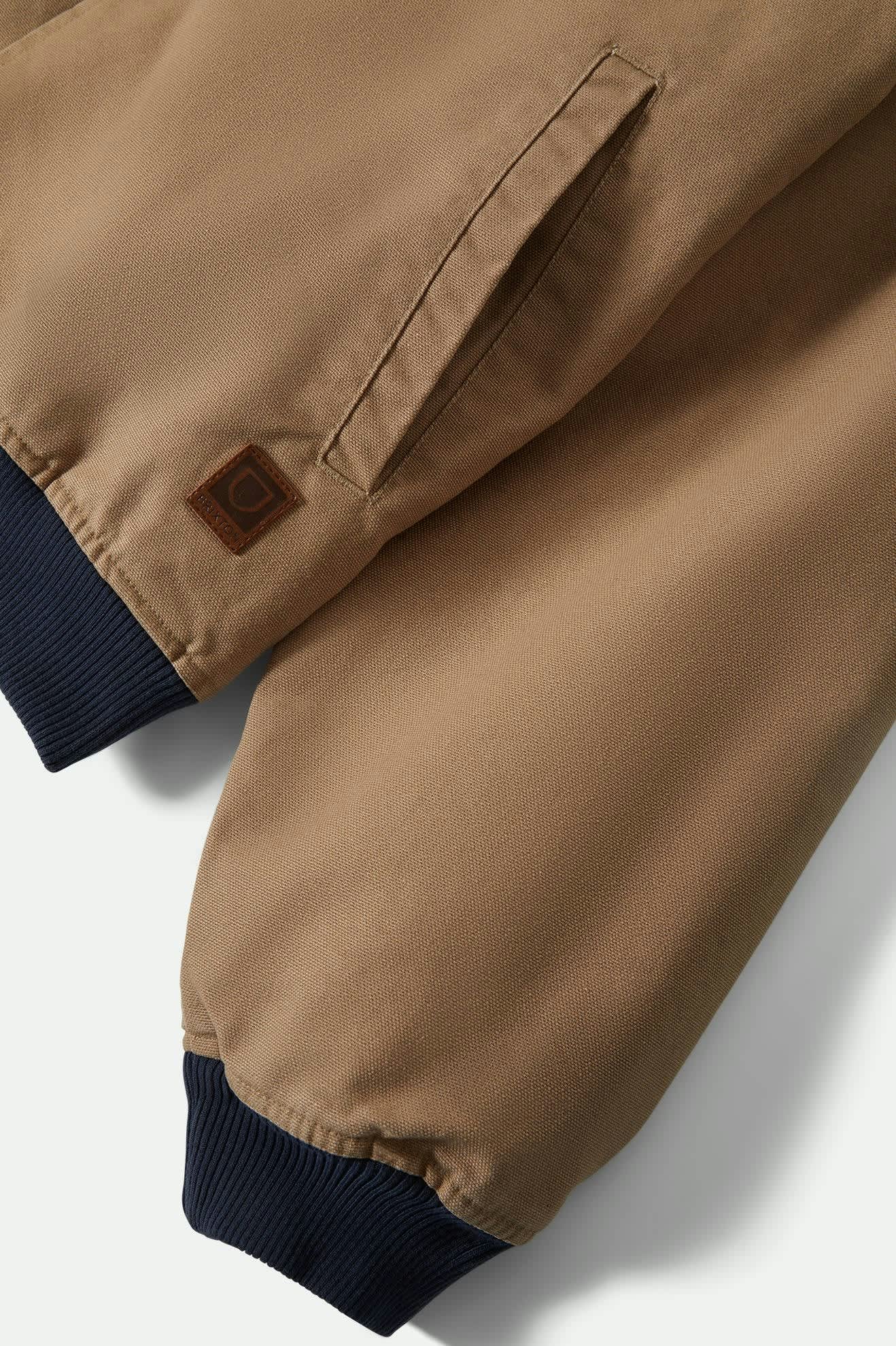 Men's Canvas Hooded Bomber Jacket in Khaki/Mood Indigo