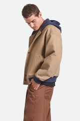 Men's Canvas Hooded Bomber Jacket in Khaki/Mood Indigo