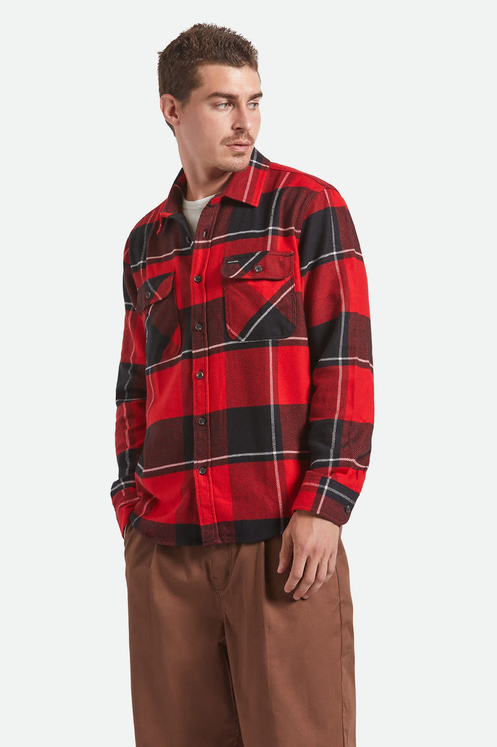 Men's Bowery Flannel in Black/Adrenaline Rush/Off White