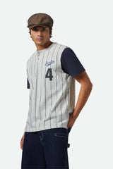 Men's The League Baseball T-Shirt in Heather Grey Ash/Washed Navy