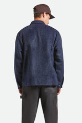 Men's Selden Soft Brushed Flannel in Mood Indigo Pinestripe